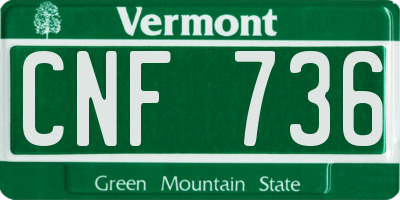 VT license plate CNF736