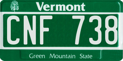 VT license plate CNF738