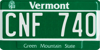 VT license plate CNF740