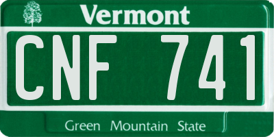 VT license plate CNF741