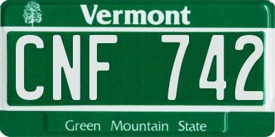 VT license plate CNF742