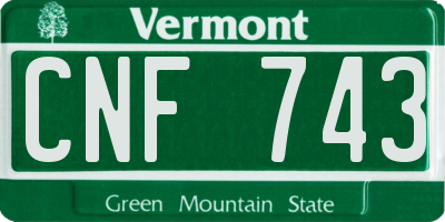 VT license plate CNF743