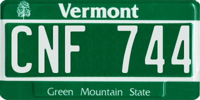 VT license plate CNF744