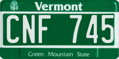 VT license plate CNF745