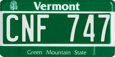 VT license plate CNF747