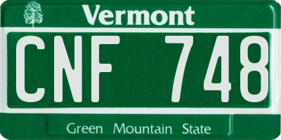 VT license plate CNF748