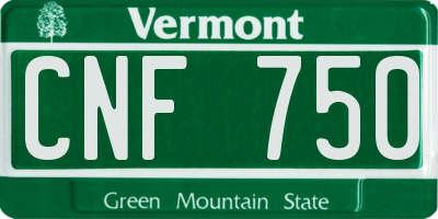 VT license plate CNF750