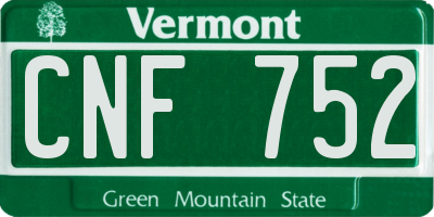 VT license plate CNF752