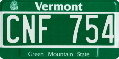 VT license plate CNF754