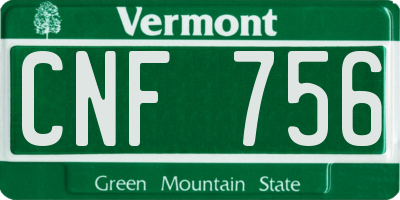 VT license plate CNF756