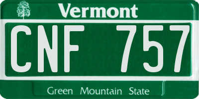 VT license plate CNF757