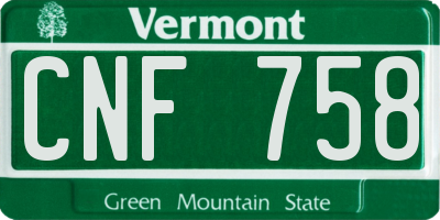 VT license plate CNF758
