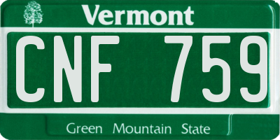 VT license plate CNF759
