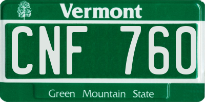 VT license plate CNF760
