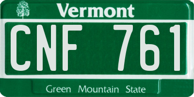 VT license plate CNF761