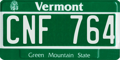 VT license plate CNF764