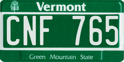 VT license plate CNF765