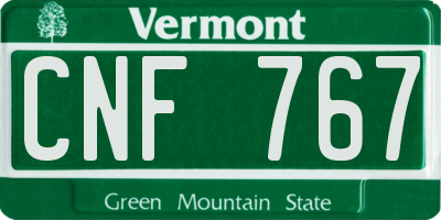 VT license plate CNF767