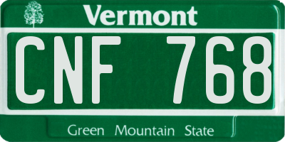 VT license plate CNF768