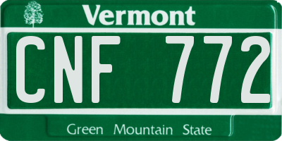 VT license plate CNF772