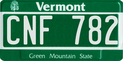 VT license plate CNF782