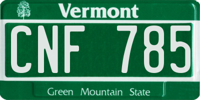 VT license plate CNF785