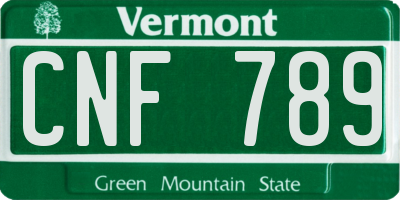 VT license plate CNF789