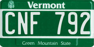 VT license plate CNF792
