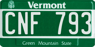 VT license plate CNF793