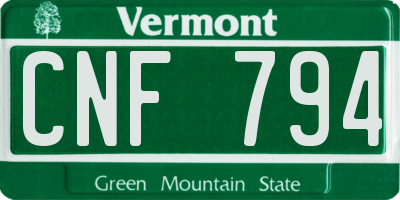 VT license plate CNF794