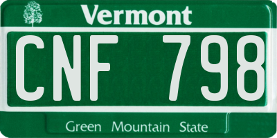 VT license plate CNF798