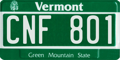 VT license plate CNF801