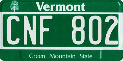 VT license plate CNF802
