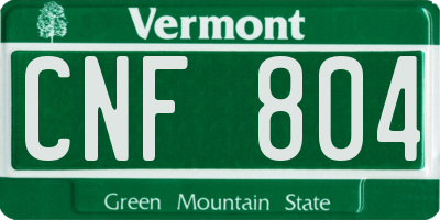 VT license plate CNF804