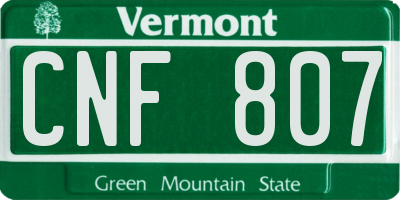 VT license plate CNF807