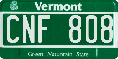 VT license plate CNF808