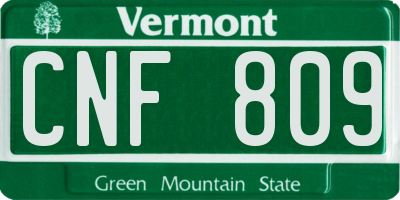 VT license plate CNF809