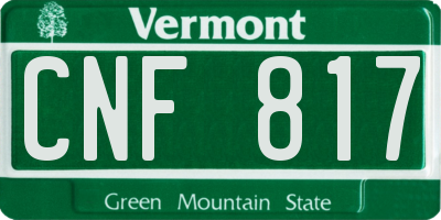 VT license plate CNF817
