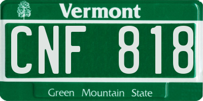 VT license plate CNF818
