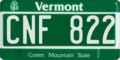 VT license plate CNF822