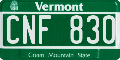 VT license plate CNF830