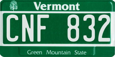 VT license plate CNF832