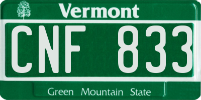 VT license plate CNF833
