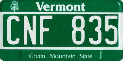 VT license plate CNF835