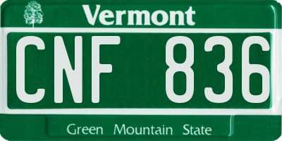 VT license plate CNF836