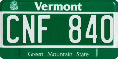 VT license plate CNF840