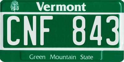 VT license plate CNF843