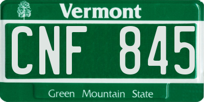 VT license plate CNF845