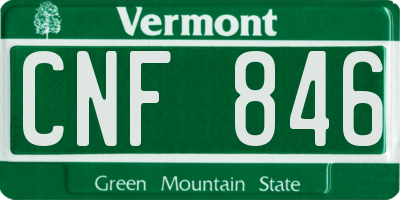 VT license plate CNF846