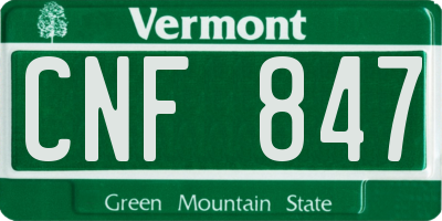 VT license plate CNF847